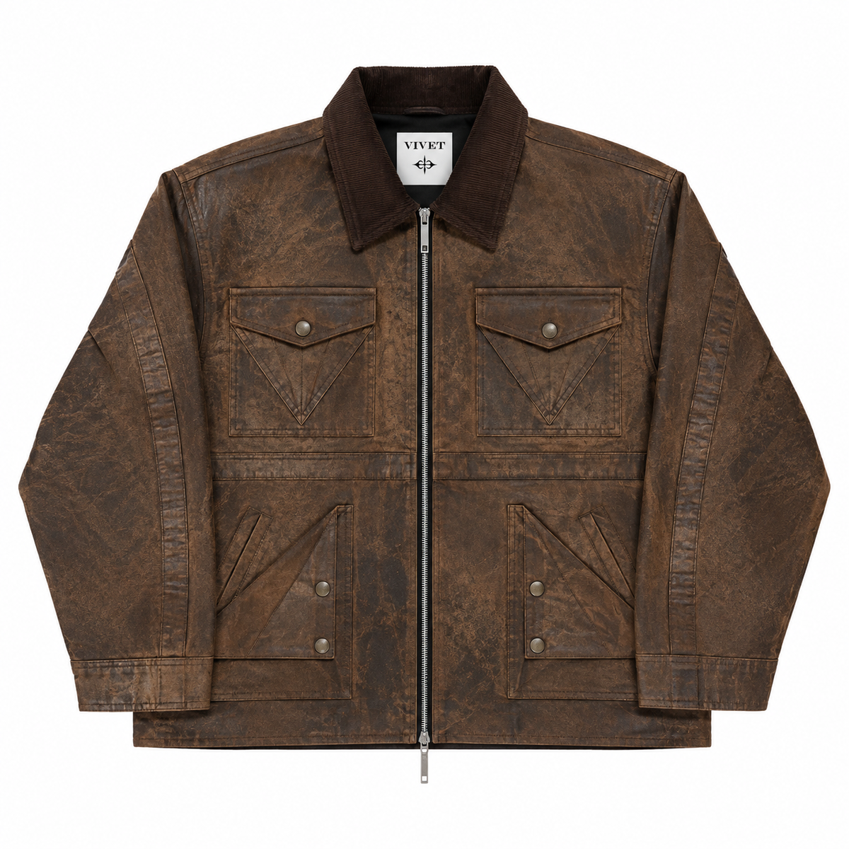 Vivet Distressed Leather Field Jacket