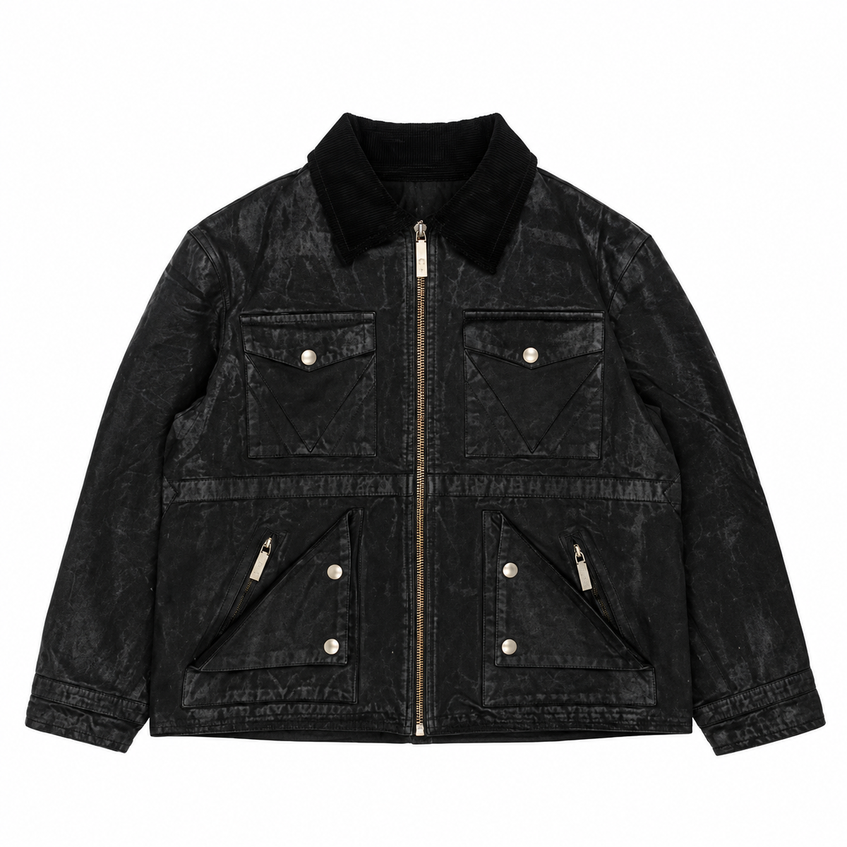 Vivet Black Waxed Leather Utility Jacket