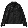 Vivet Black Leather Shirt Jacket