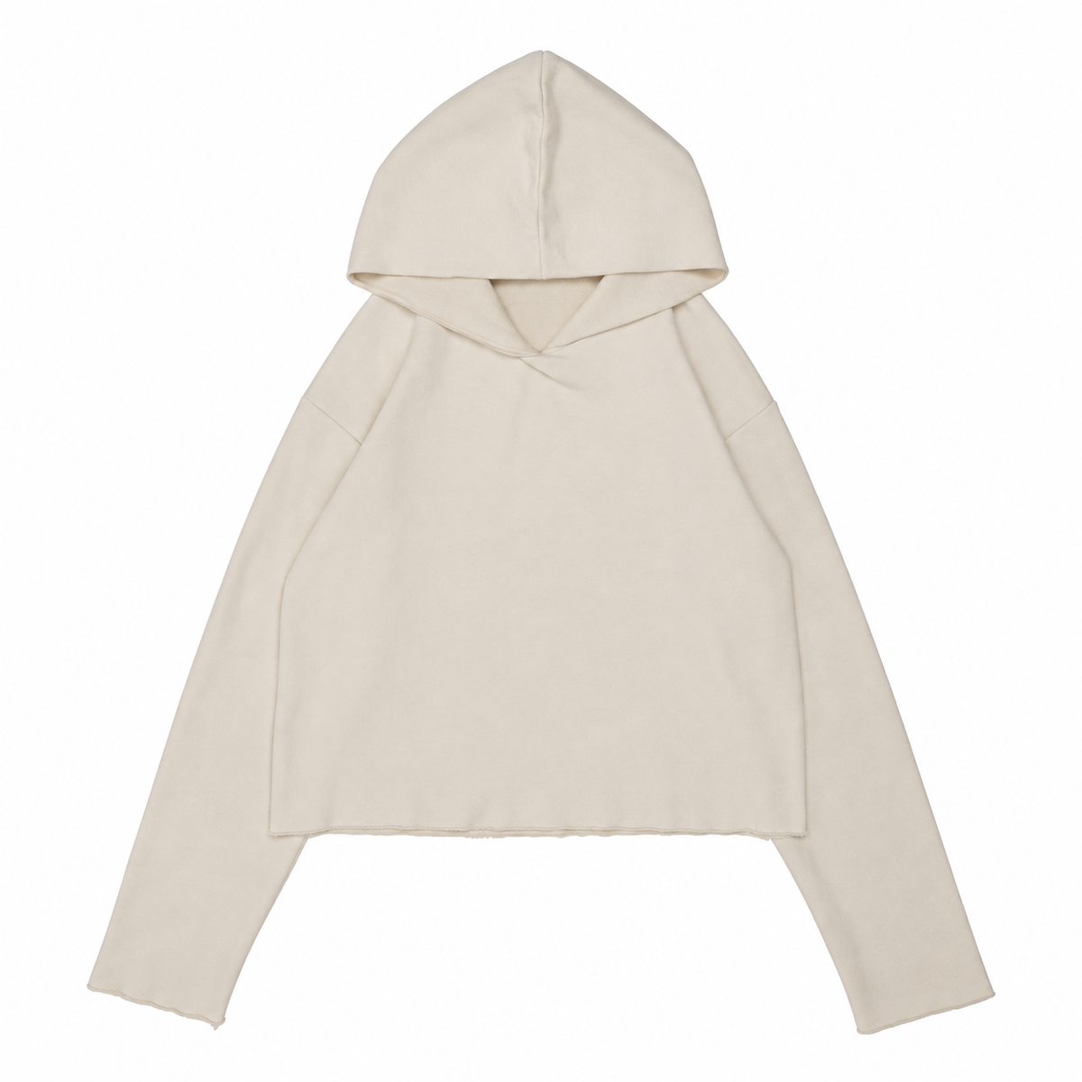 Vivet Ivory Cropped Hooded Sweatshirt