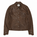 Vivet Dark Brown Leather Button-Up Jacket