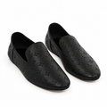 Vivet Black Embossed Slip-On Loafers